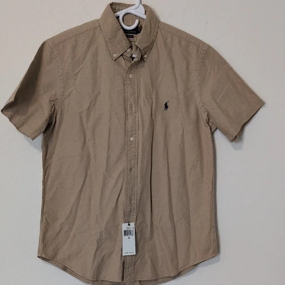 Polo by Ralph Lauren Tan Casual Button Down Shirt with Embroidered Logo